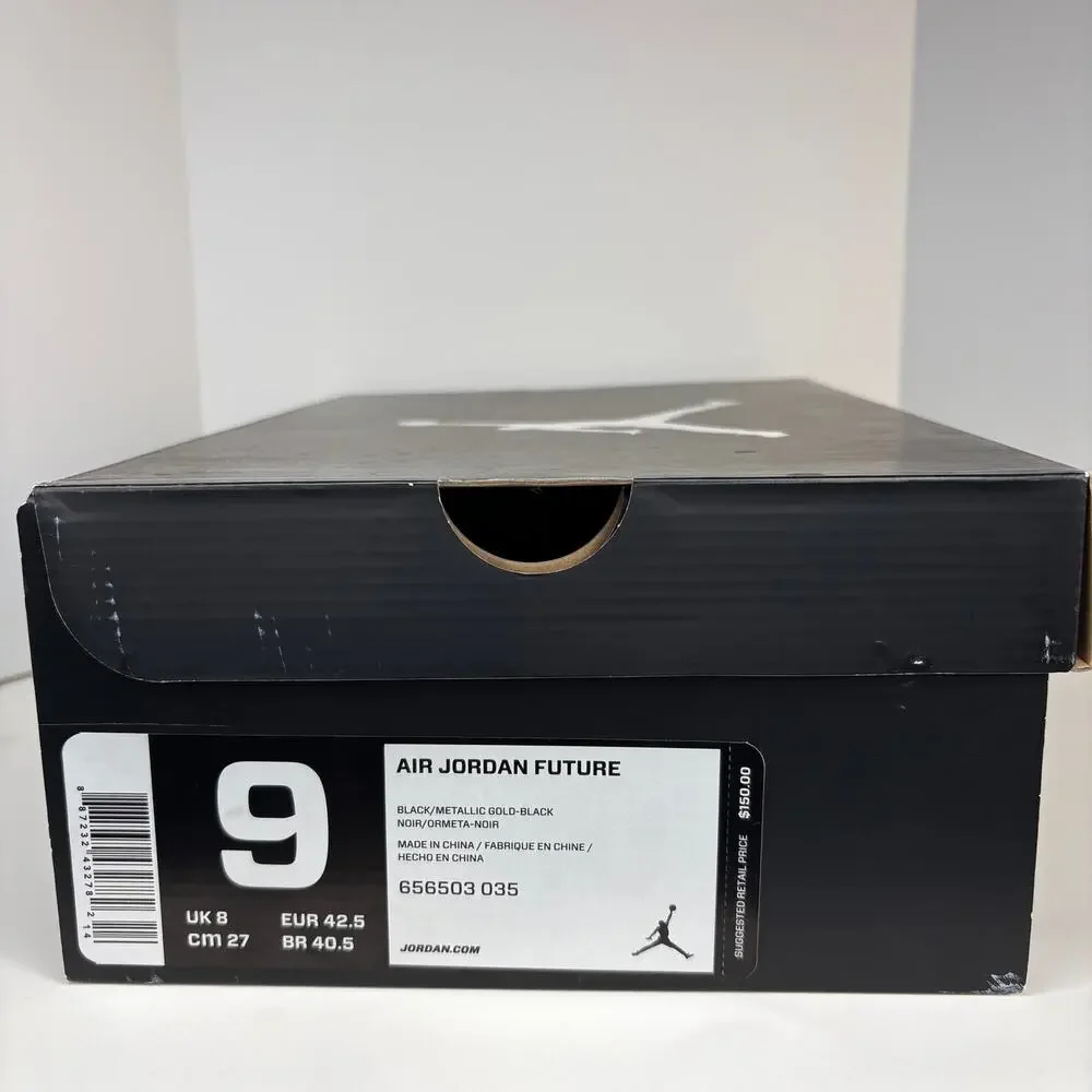 Jordan Future Black Metallic Gold Tiger Camo 656503 035 - Men's Size 9